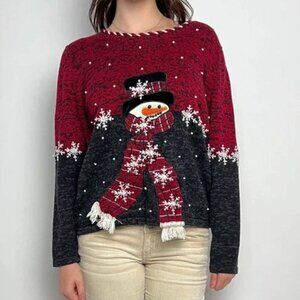 Mandal Bay beautifully embellished snowman Christmas Sweater sz Medium